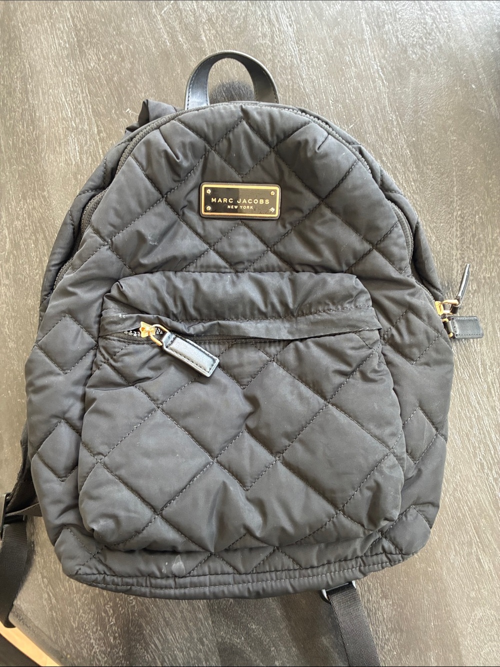 Marc Jacobs Quilted Nylon Mini Backpack in Black with Gold Hardware